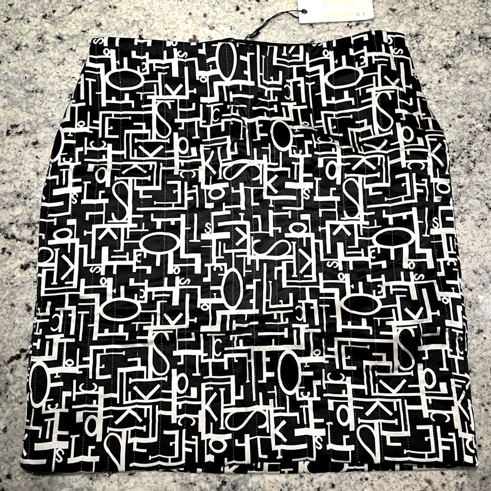 NWT Women’s Poleci Quilted A-Line Skirt, 2, Graphic Contrast Pattern